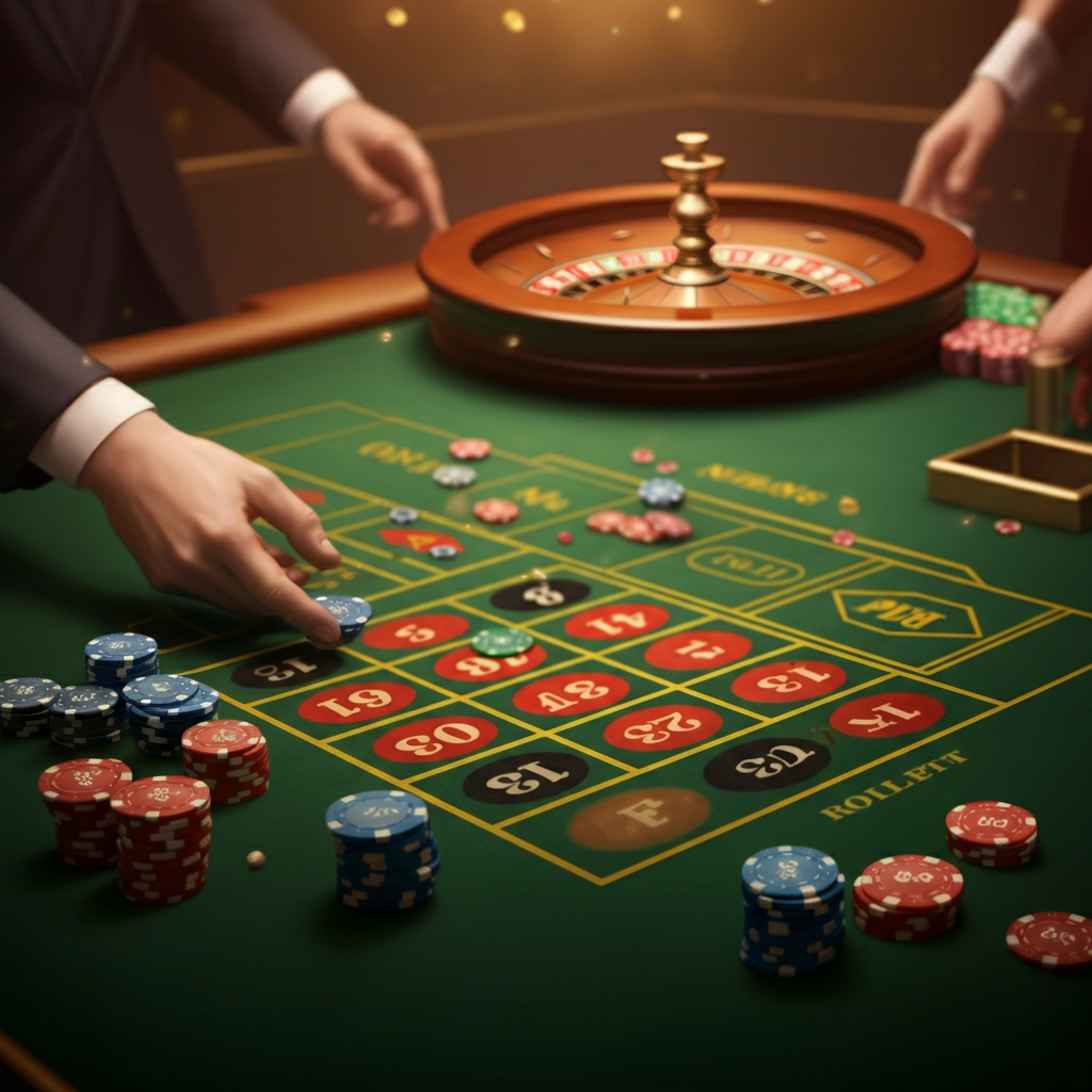 Roulette table with betting chips illustrating Martingale strategy